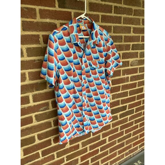 Mokuyobi 2XL ( L/ XL ) Colorful Disc Print Short Sleeve Button 1-Pocket Shirt - Picture 4 of 12